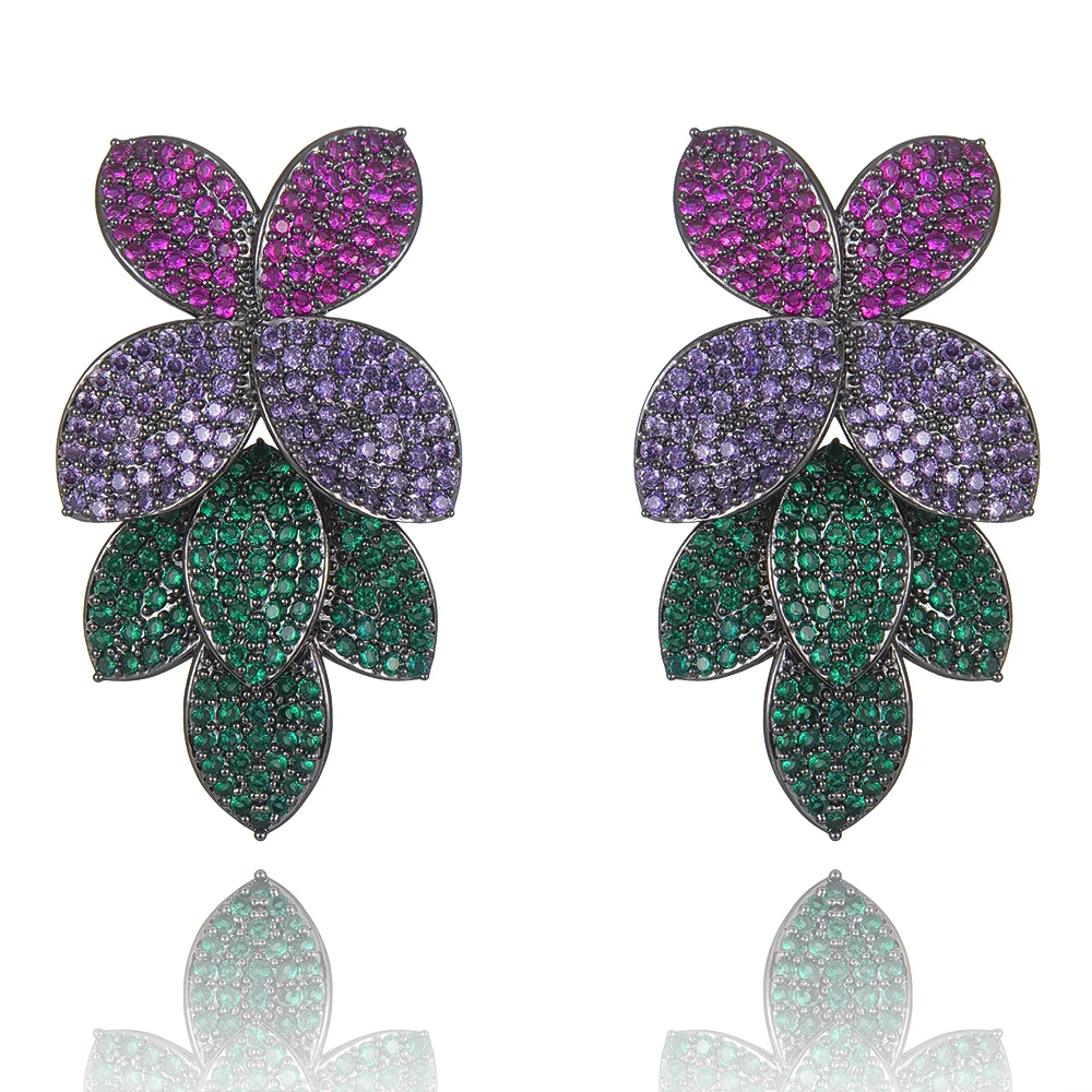 Celebrity Favorite Luxury Leaf Leaves Flower Collection Full Micro Cubic Zirconi - £46.06 GBP