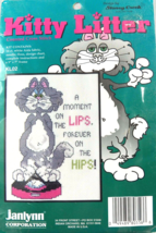Kitty Litter Cross Stitch Kit Moment on Lips Forever on Hips 5 x 7" Janlynn KL02 - $12.59
