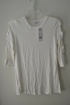Notations Womens Solid 3/4 Scoop Neck Top w/ Cage Detail at Sleeves Sz M NWT - £21.70 GBP