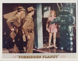Forbidden Planet Leslie Nielsen looks at Anne Francis &amp; Robby Robot 8x10 photo - £7.64 GBP