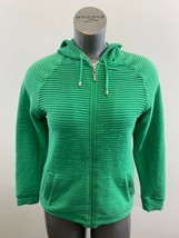 ALIA Petite Women&#39;s Full Zip Hoodie Jacket Size PM Green Long Sleeve Hoo... - $12.86