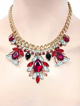 Turkish Inspired Red Rhinestones Statement Everyday Casual Necklace Earrings Set - $20.90