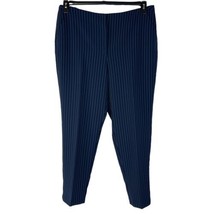 Chico’s SZ 3 (X-Large) Ankle Pants Striped Career Pockets Flat Front Navy Blue - £17.98 GBP