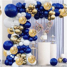 Navy Blue Gold Blissful Balloon Garland Kit: 131 pcs of Navy Blue Gold White Con - $35.63