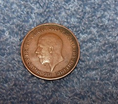 1928 Great Britain Large Half Penny Reddish Brown Coin-George V-Lot L 5 - $5.90
