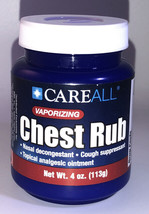 CareAll 4oz Vaporizing Chest Rub,Decongestant Cough Suppressant Topical Ointment - £7.01 GBP