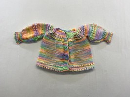 Hand Knitted Baby Girls Long Sleeve Button Up Cardigan Sweater Multicolored  - £7.90 GBP