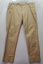 Michael Kors Pants Womens Size 12 Tan Cotton Flat Front Straight Leg Zip Pockets - £19.52 GBP