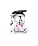 925 Sterling Silver Plated 2025 Graduation Bear European Charm + Bangle ... - $282.54 MXN