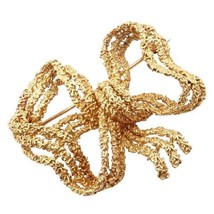 Authentic! Vintage Tiffany &amp; Co 18k Yellow Gold Large Ribbon Bow Pin Brooch - £3,197.42 GBP
