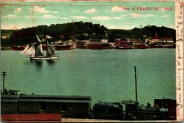 Train and Sailing Ship View of Frankfort Michigan MI 1907 UDB Postcard - £10.42 GBP