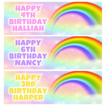 RAINBOW Personalised Birthday Banner - Childrens Kids Birthday Party Banner - £3.86 GBP