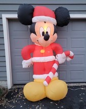 Gemmy Airblown Inflatable 8&#39; T Disney Mickey Mouse Santa Candy CaneChristmas EUC - £119.03 GBP