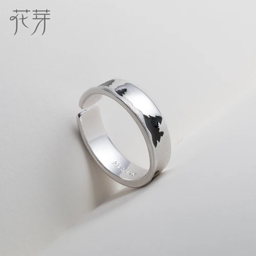 Original Moonlight Forest Design Finger Ring Moonstone Gemstone s925 Silver Blac - £43.46 GBP