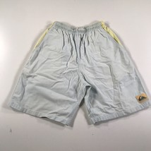 Vintage Quiksilver Shorts Size Medium Gray Neon Yellow Drawstring Pockets - $32.71