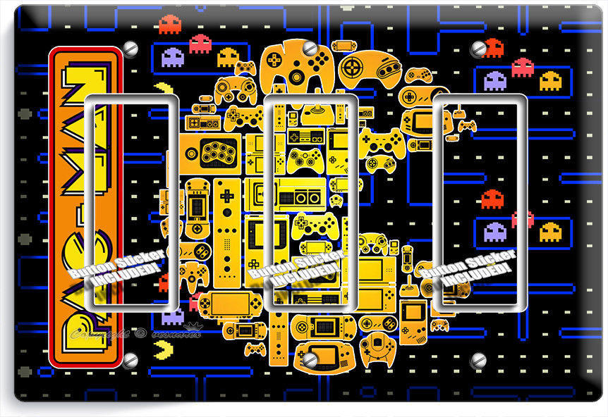 VIDEO GAME THEME PAC MAN ARCADE BOARD 3 GFCI LIGHT SWITCH WALL PLATES ROOM DECOR