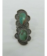 Vintage Native American Double Green Turquoise Ring  - $186.12