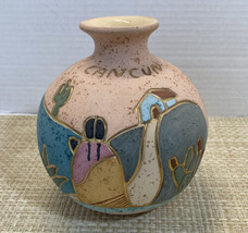 Vintage Tonala Gardiel Mexican Vase Linea Gold Detail Destination Piece Cancun - £14.68 GBP