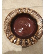 Vintage HULL Cigar Ashtray POTTERY Brown Drip Glaze  Leaping Deer Retro - £14.45 GBP