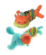 Mini Safari Twisties Dog Toys Plush Rope Squeakers 6" Choose Elephant or Giraffe - $10.89