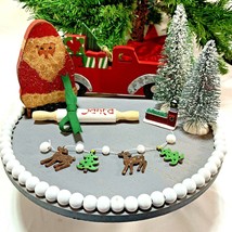 Complete Christmas Tiered Tray Farmhouse Holiday Decor Santa Red Truck Single - £15.55 GBP