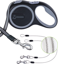 26FT Chew Proof Retractable Dog Leash with 2 Heavy Duty Anti-Chewing Wir... - £40.36 GBP
