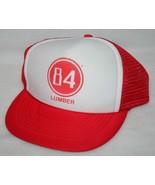 Vintage 84 LUMBER Building Materials Mesh Snapback Red Trucker HAT CAP - £19.45 GBP
