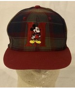 Vintage Mickey Mouse Disney Red Plaid Snapback Hat Baseball Style Cap Pr... - £31.28 GBP