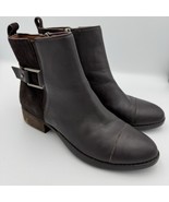 Donald J Pliner Primo-63 Brown Leather Suede Buckle Ankle Boots 6M - $930.75 MXN