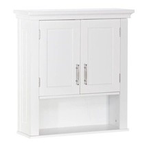White Wooden Medicine Cabinet Organizer Storage Shelf Doors Bathroom Wall Mount - £126.80 GBP