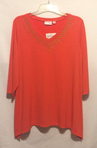 Dream Knit by Quacker Factory orange tunic top rhinestone embellished XL NWT - £4.77 GBP