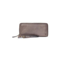 Frye Leather Purse &#39;Lily&#39; Gray Zip Around Continental Wallet Clutch Wristlet - £72.16 GBP