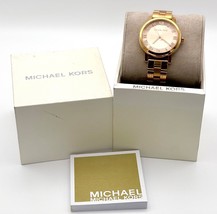 Michael Kors Norie Rose Gold Tone Stainless Steel 38mm Women&#39;s Watch MK3561 - £51.27 GBP