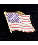 Vintage Enamel US Flag Pin For Lapel Hat Lanyard Patriotic American Pinback - £10.19 GBP