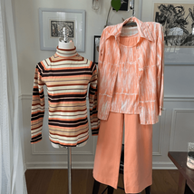 Vintage 70s 4pc Mix Match Set Pants Tank Shirt Turtleneck XS - $54.00