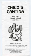 Chico&#39;s Cantina Menu US 1 Stock Island Key West Florida 1990&#39;s - £14.22 GBP