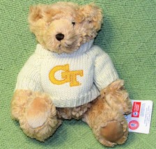 Goergia Tech University Teddy Bear Plush 8&quot; With Hang Tag Tan With Logo Sweater - £7.42 GBP