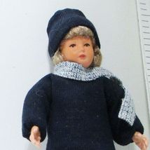 Dressed Boy Caco 11 1292 Blue Check Knickers Scarf Flexible Dollhouse Miniature - £21.66 GBP