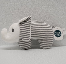 Mary Meyer Baby Elephant Knit Rattle Plush Gray White Stripe - New! - £9.22 GBP