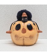 Vintage HALLOWEEN JACK O LANTERN Pumpkin With Pom Spider 4&quot; Ceramic Figu... - $27.63 CAD