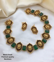 Gold Plated Indian Bollywood Style Choker Necklace Earrings Delicate Jewelry Set - £22.51 GBP