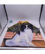 Papillon Dog Art Print Apron Black White Garden-one size fits most - $24.74