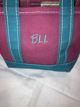 LL Bean Vintage Boat and Tote Bag Red Green Canvas Mini USA Monogram “BLL” - £17.79 GBP