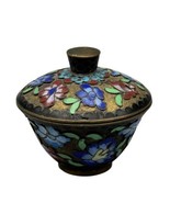 Vintage Cloisonne Trinket Box Round Enameled Brass with Lid Chinese Smal... - $352.58 MXN