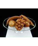 Clear Glass Oval Platter On Pedestal, w/Wooden Monkey Fruit, Elegant Cen... - $741.05 MXN