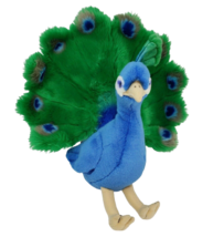 14&quot; Fao Schwarz Toys R Us Blue Green Peacock Bird 2015 Stuffed Animal Plush Toy - £22.09 GBP