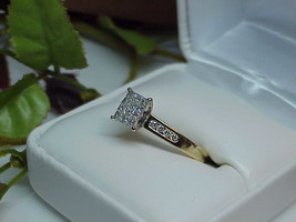 14k .50ct Diamond Princess cuts Yellow Gold Engagement Ring Sz 7 Multi Stone  - £497.41 GBP