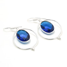 London Blue Topaz Faceted Handmade Fashion Gift Earrings Jewelry 1.90&quot; SA 2429 - £4.17 GBP