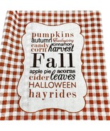 Fall Themed Towel Napkin Set Towel 20 x 7 in Plaid 4 Damask Napkins 17 i... - £8.88 GBP