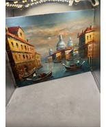 Vintage 1978 Venetian Canal Scrne  With Gondolas  Unknown Artist - $108.30 CAD
